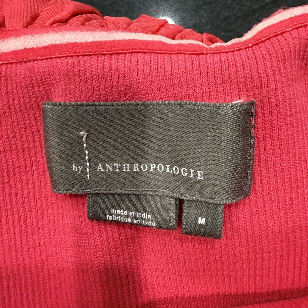 Anthropologie Off-Shoulder Ruffle Top in Vibrant Dark Pink Color - Picture 2 of 8